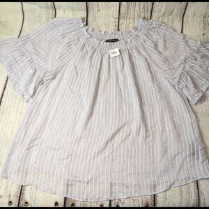 Zac & Rachel Light Gray Striped Off-Shoulder Blouse
